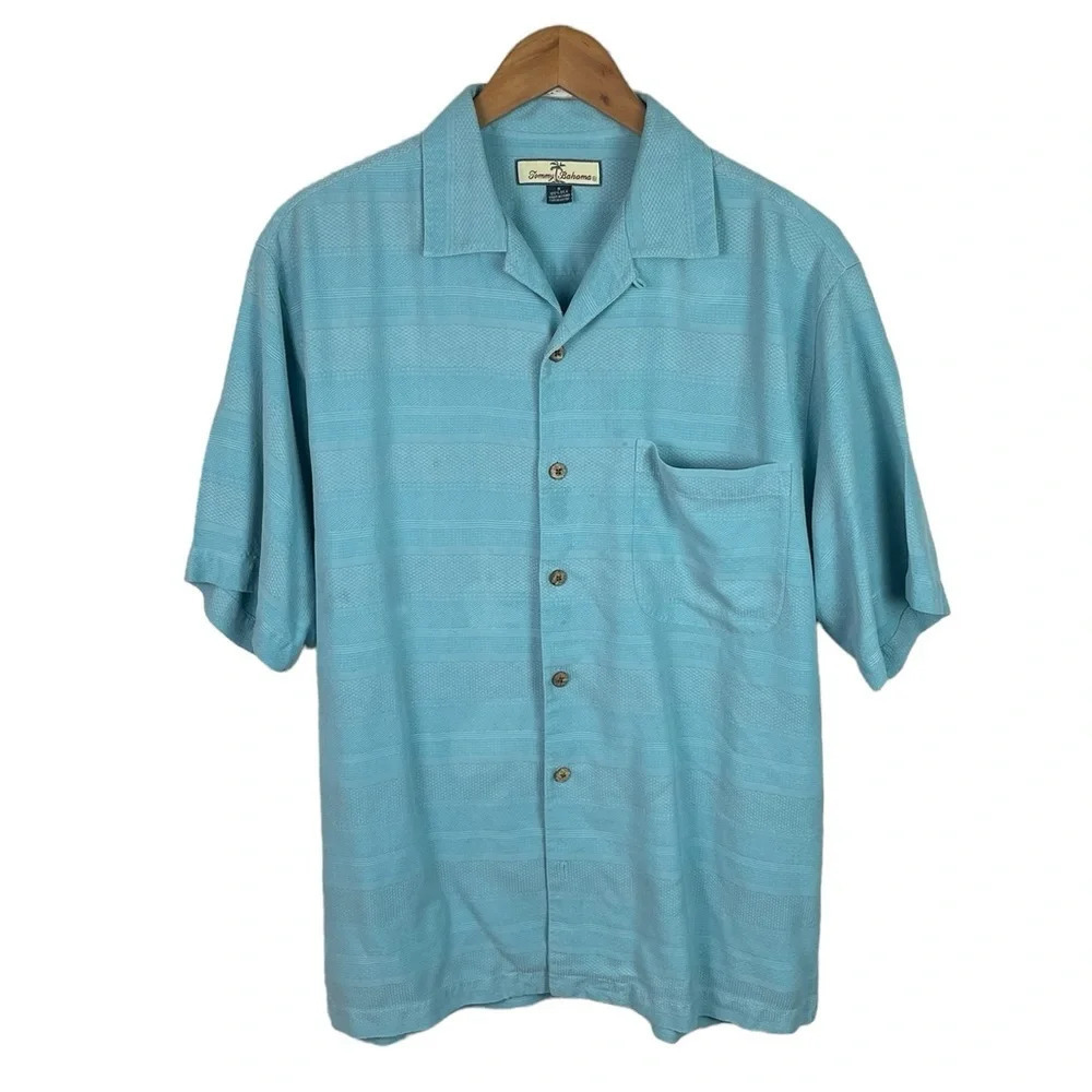 BF1444 Men’s Tommy Bahama Brand 100% SILK Beach Casual Button Down Shirt S